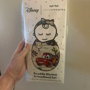 Disney Little Sleepies Cars Swaddle Blanket & Headband Set